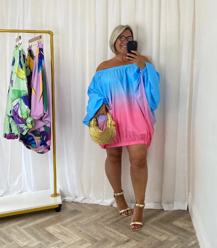 Ombré Extreme Oversize Top / Dress In Blue & Pink Tunics Velvet soft