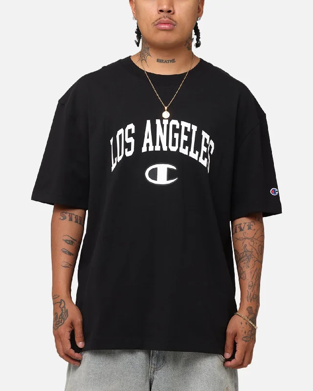 Champion Heritage Los Angeles Logo Graphic T-Shirt Black-- Anti-Pilling Machine Wash Handmade