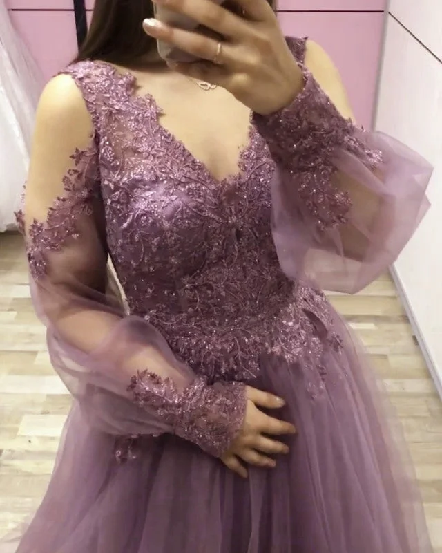 Cold Sleeves Prom Dresses Tulle Lace Appliques Bodycon Club Sequined