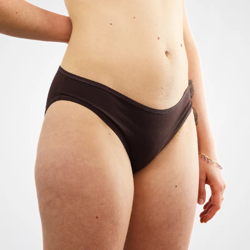 Women's organic cotton low-rise bikini bottoms in cocoa (dark nude) Sheer mesh bikini, Sexy, Fashion-forward, Trendy
