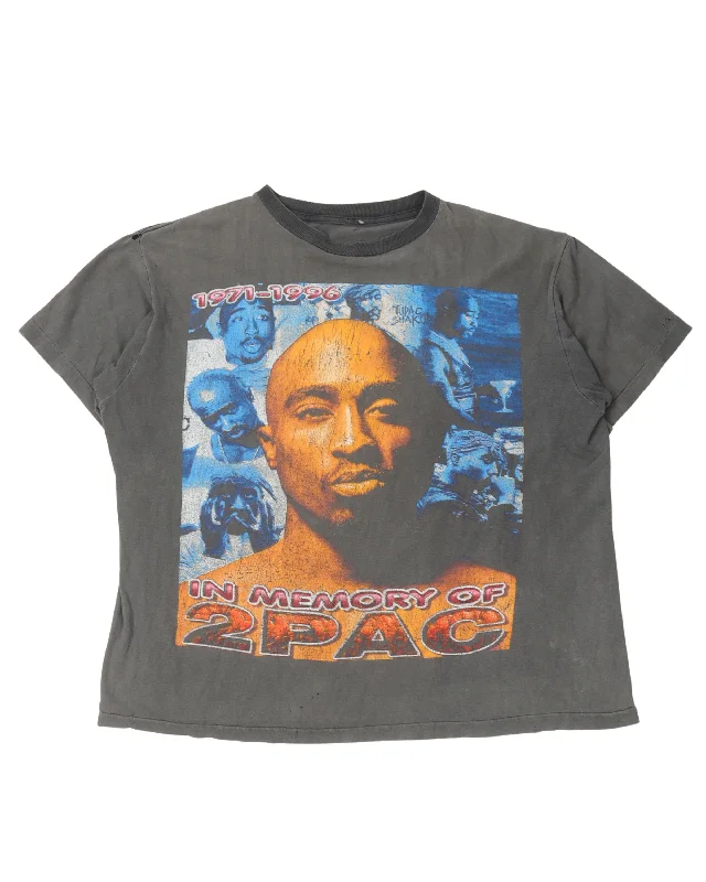 Tupac Memorial Tour T-Shirt-- Notch Collar Peter Pan Collar Cowl Neck