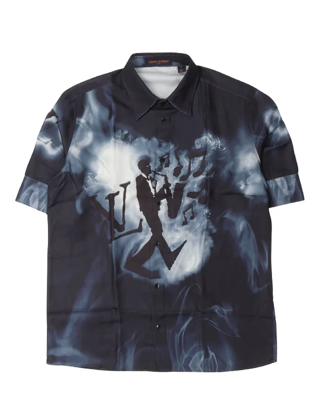 Jazzman Short-Sleeve Shirt-- Hooded Caped Shawl Collar