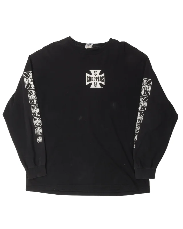 West Coast Choppers Long Sleeve T-Shirt-- Mesh Blend Leather Blend Suede Blend