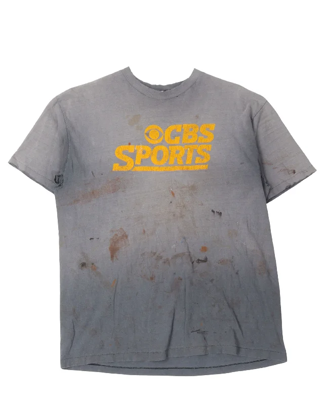 CBS Sports Faded T-Shirt-- Collared Crew Neck Turtle Neck