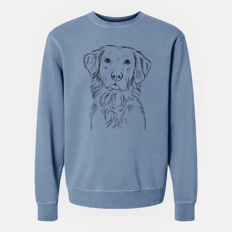 Bare Linden the Golden Retriever - Unisex Pigment Dyed Crew Sweatshirt Hoodie with Bell Sleeves Flared Feminine