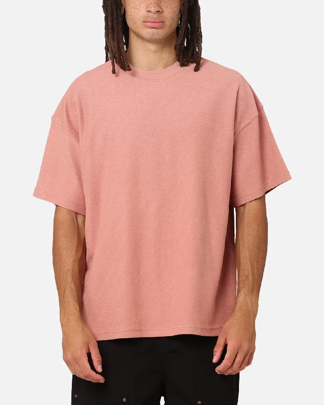 Carre Terry Oversized T-Shirt Rose-- Graphic T-Shirt Round Neck Polyester
