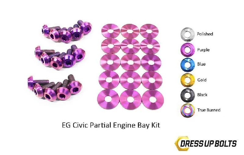 Honda Civic EG (1992-1995) Titanium Dress Up Bolts Partial Engine Bay Kit Cowl Neckline Elegant