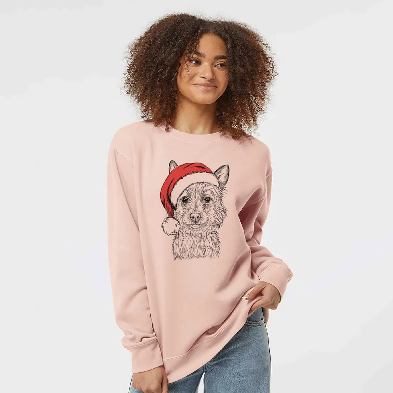 Santa Paulo the Portuguese Podengo - Unisex Pigment Dyed Crew Sweatshirt Hoodie with Emblem Brand Identity