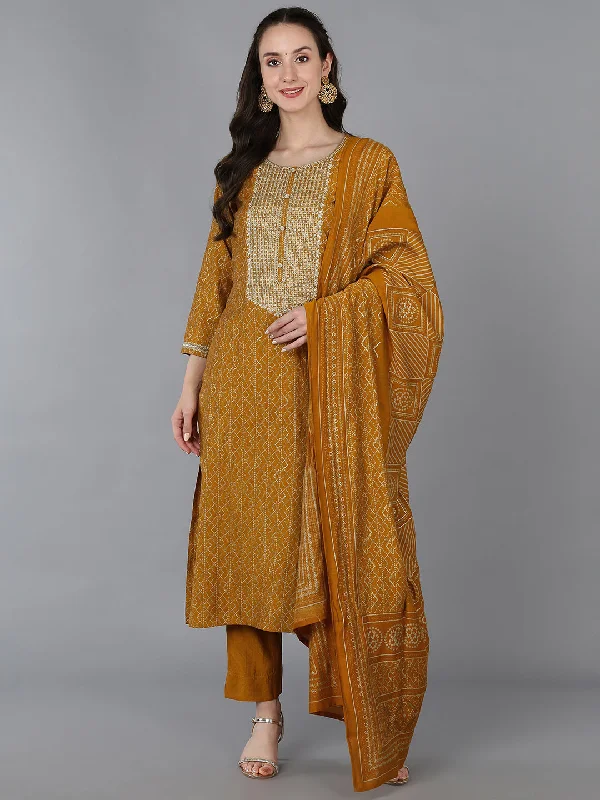 Women's Silk Blend Embroidered Bandhani Printed Kurta Pant With Dupatta - Ahika Comfy Cargo Trousers