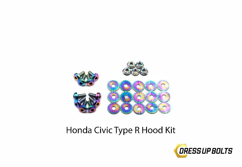 Dress Up Bolts Titanium Hardware Hood Kit - Honda Civic Type R (2017-2021) Tunics Mesh breathable
