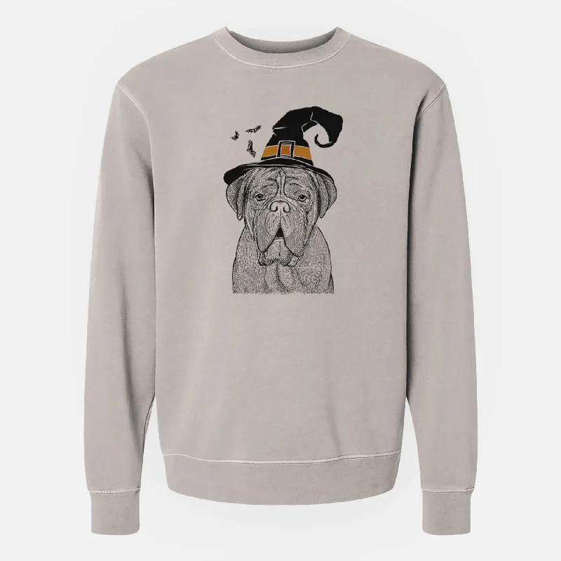 Witch Optimus the Dogue de Bordeaux - Unisex Pigment Dyed Crew Sweatshirt Hoodie with Metallic Shiny Futuristic