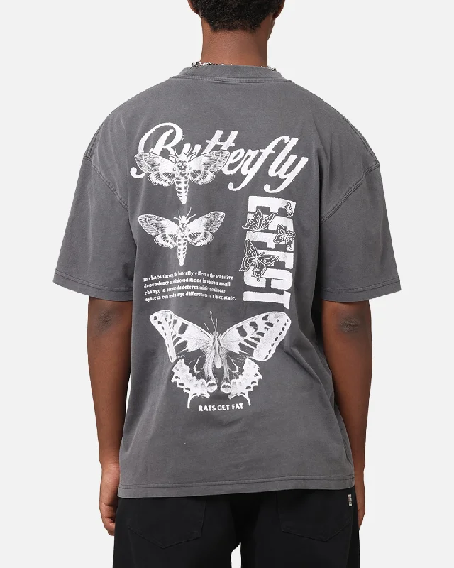 Rats Get Fat Butterfly Effect T-Shirt Charcoal-- Polka Dot Checkered Tartan