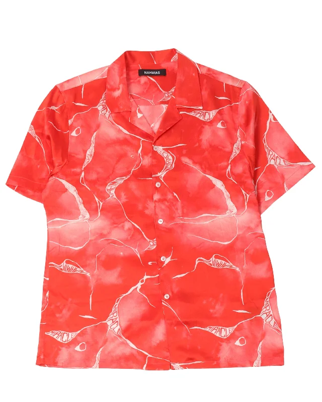 Miracle Tie Dye Silk Button Down Shirt-- Solid Color Striped Floral