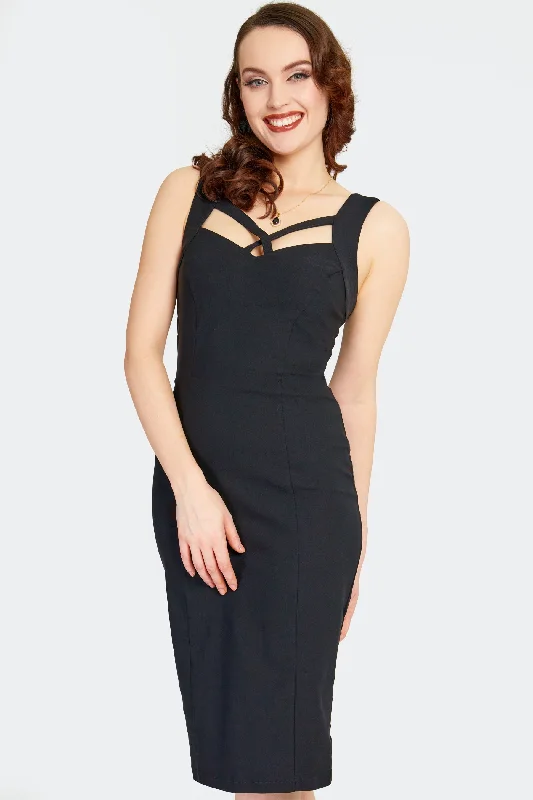 Crossed Strap Wiggle Dress by Voodoo Vixen Tunics Long Elegant