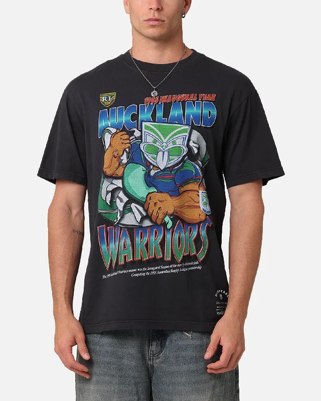 Mitchell & Ness New Zealand Warriors Ball Busting T-Shirt Overdyed Black-- Mesh Fabric Canvas Fabric Denim Fabric