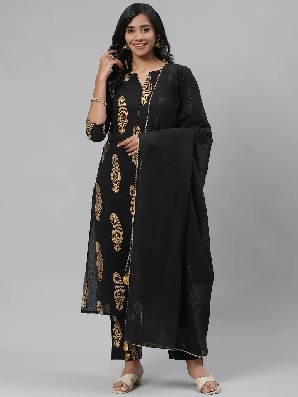 Women's Cotton Printed Kurta Pant Dupatta Set - Ahika Comfy Cargo Trousers