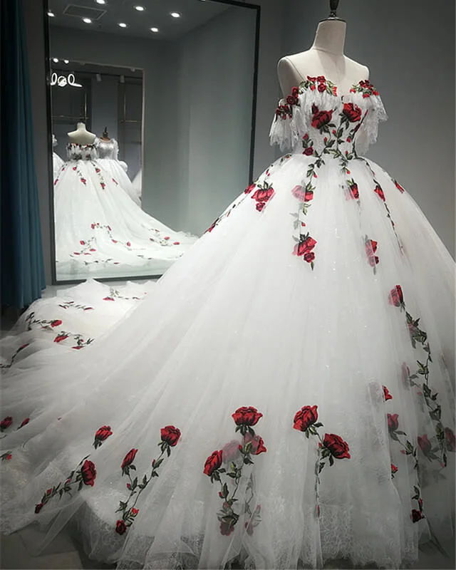 White Charro Quinceanera Dresses Floral Flowers Tunics Fall fleece