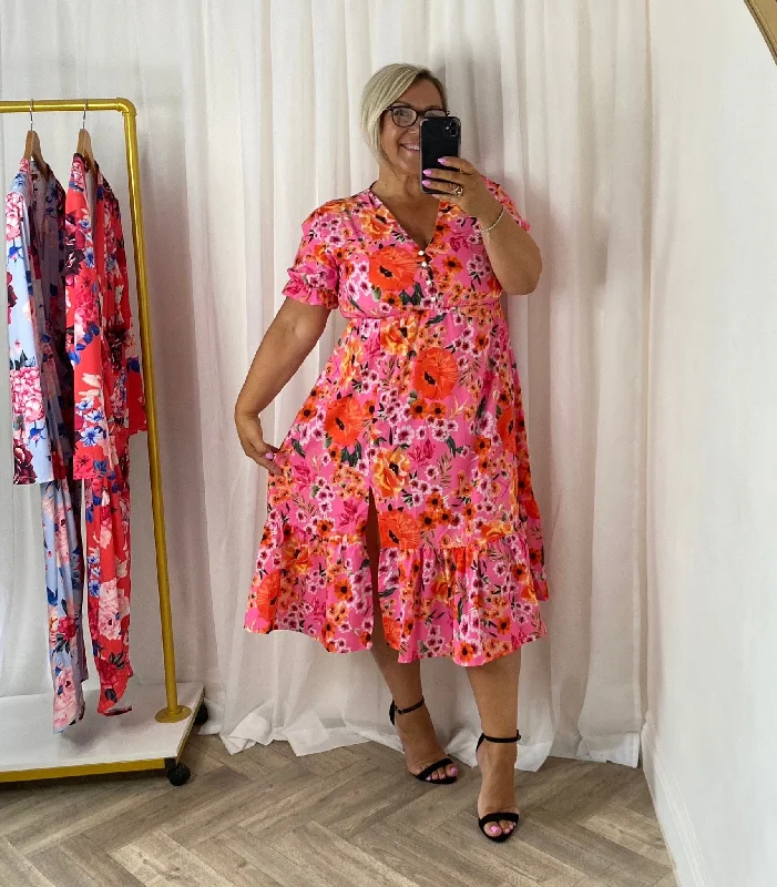 Floral Split Midaxi Dress Tunics Luxurious high-end
