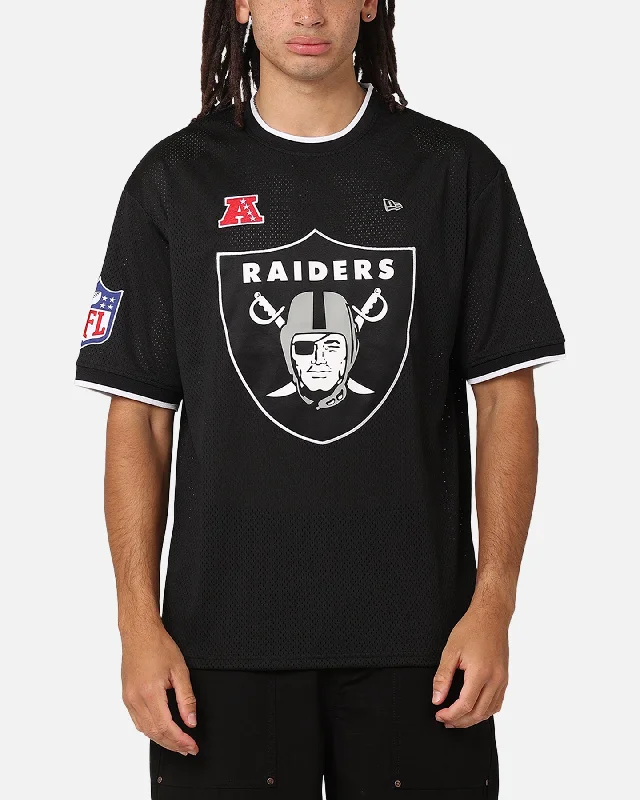 New Era Las Vegas Raiders NFL Oversized Mesh T-Shirt Black-- Hooded Caped Shawl Collar
