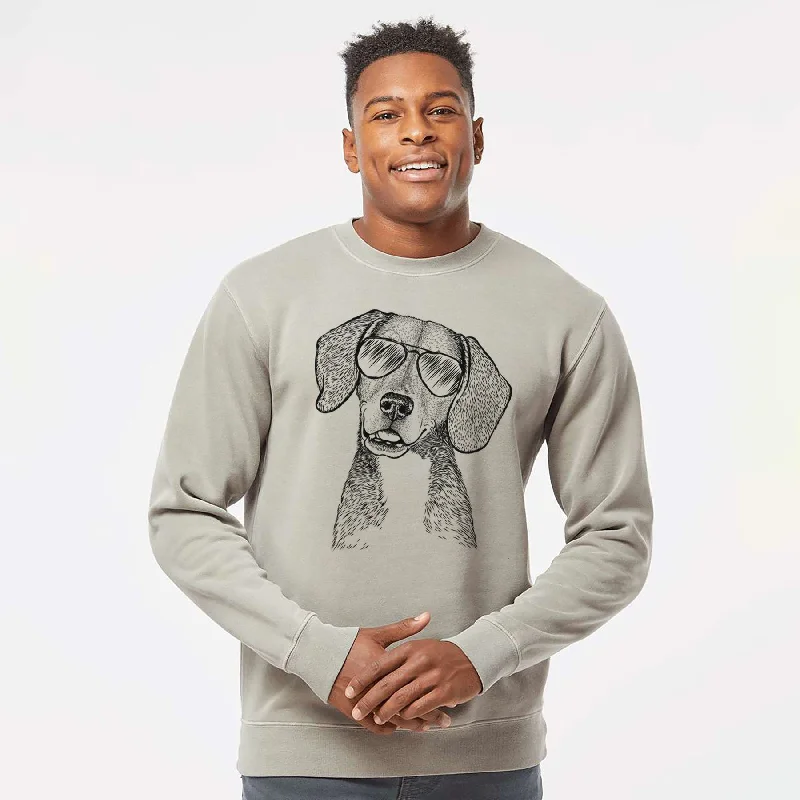 Aviator Piggy the Beagle Mix - Unisex Pigment Dyed Crew Sweatshirt Hoodie with Slim Fit Tailored Modern
