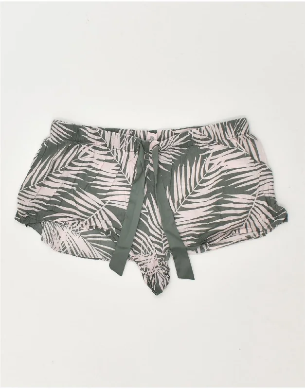 VICTORIAS SECRET Womens Hot Pants UK 12 Medium W32 Green Floral Cotton Sleek Black Pants