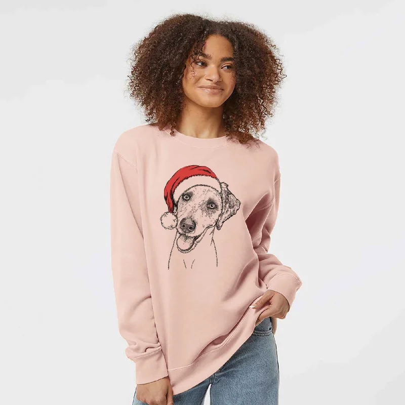 Santa Palm Palm the Aussiedoodle - Unisex Pigment Dyed Crew Sweatshirt Hoodie with Monochrome Minimalist Simple