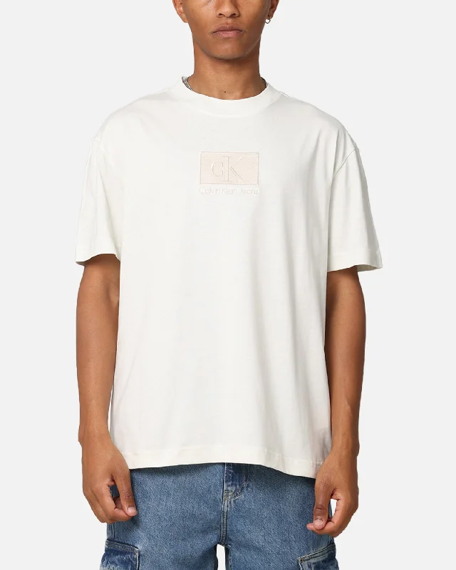Calvin Klein Embroidery Patch T-Shirt Icicle-- Zippered Front Buttoned Front Snap Front