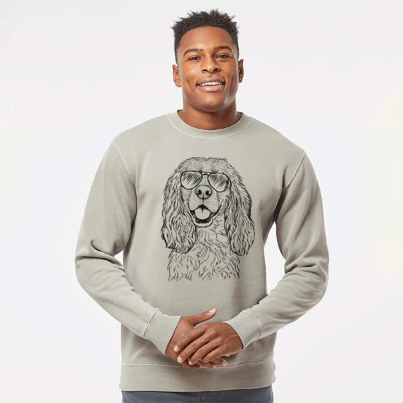 Aviator Perry the Cockalier - Unisex Pigment Dyed Crew Sweatshirt Hoodie with Relaxed Fit Easy Casual