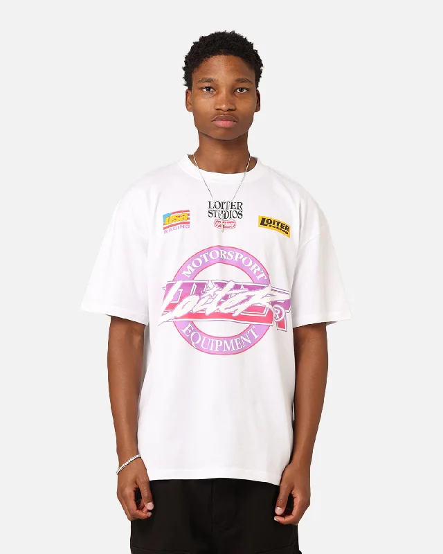 Loiter Motorsport T-Shirt White-- Terry Blend Velvet Blend Canvas Blend