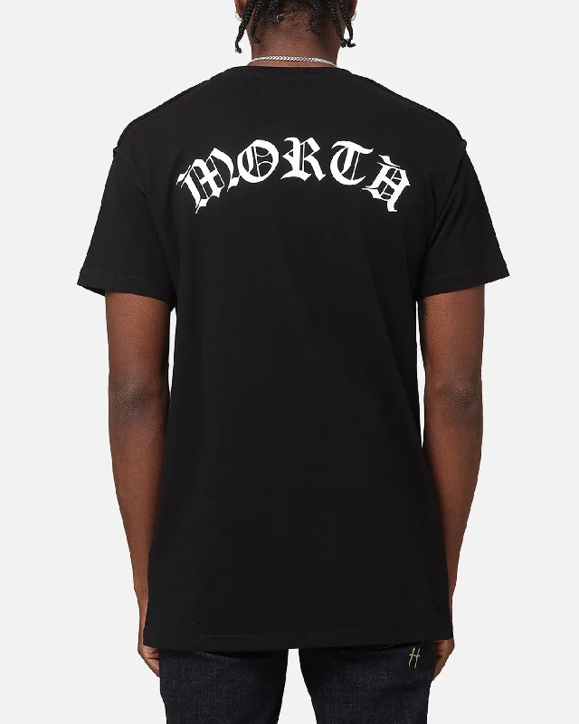 Saint Morta Dead Lafayette T-Shirt Black-- Ribbed Striped Patterned