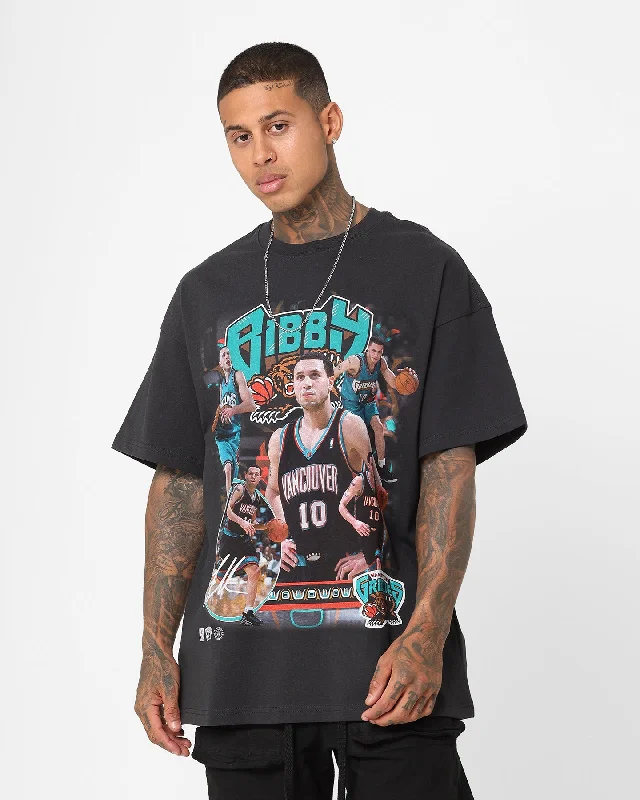 Mitchell & Ness Vancouver Grizzlies Mike Bibby Photo T-Shirt Faded Black-- Thin T-Shirt Open Front Quick Dry