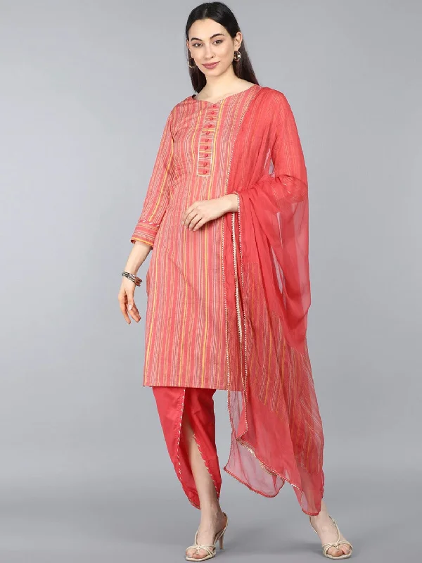 Women's Pure Cotton Striped Kurta Pant - Ahika Comfortable Denim Pants