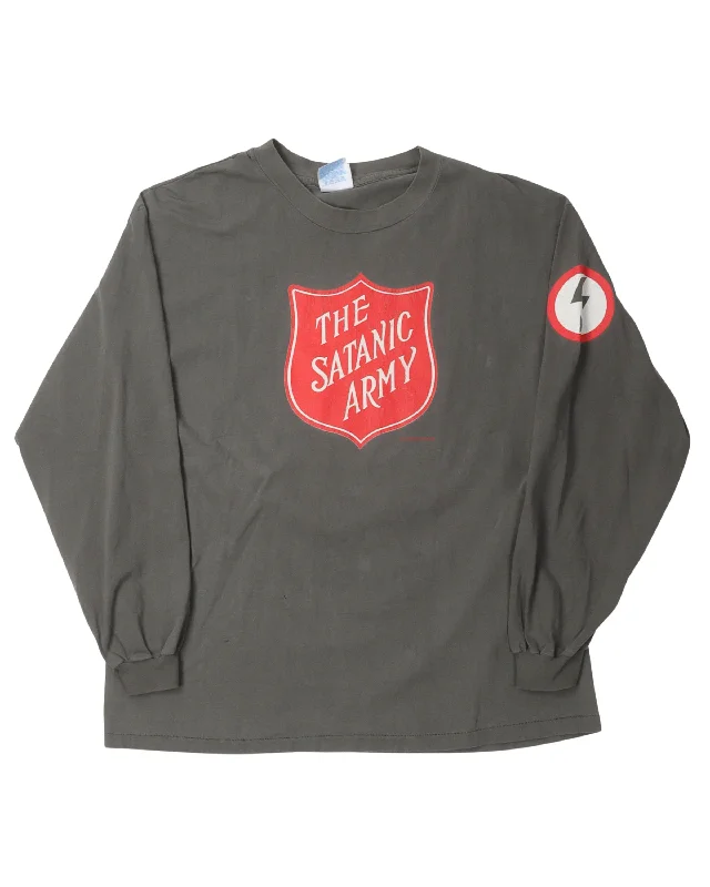 Marilyn Manson Satanic Army Long Sleeve T-Shirt-- Seamless Knitted Crochet