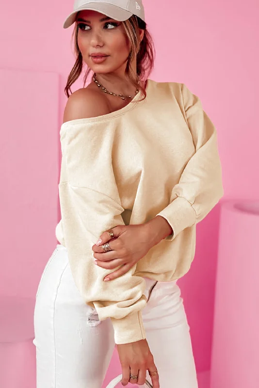 Bow Back Sweatshirt - Apricot Hoodie with Hem Detail Decorative Unique