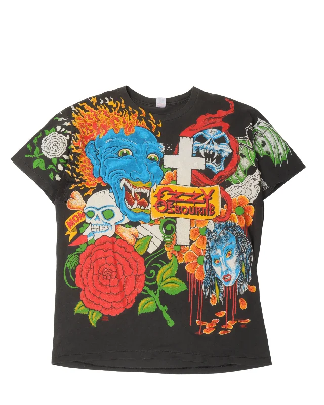 Ozzy Osbourne Tattoo T-Shirt-- Denim Fabric Leather Fabric Suede Fabric
