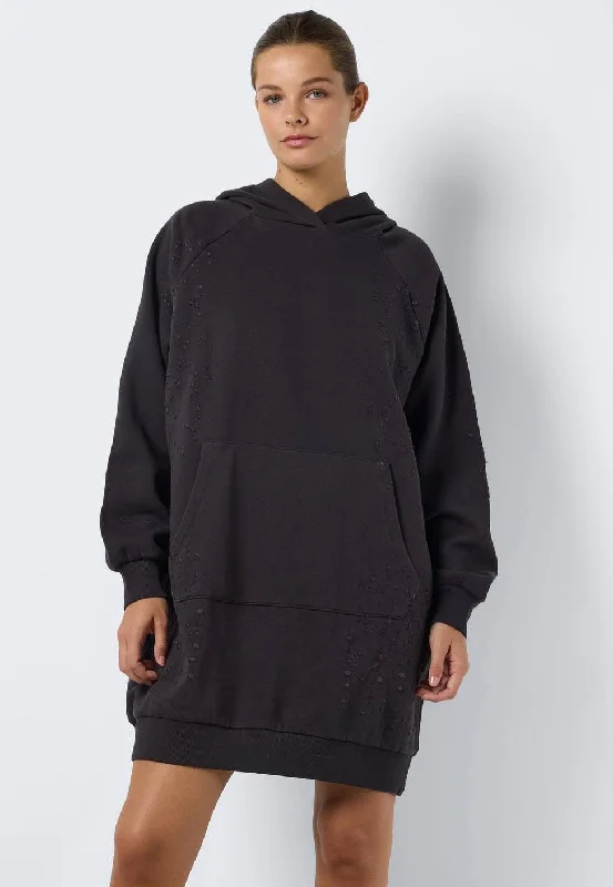 Noisy May - Lega Destroyed Hoodie Obsidian - Dress Hoodie with Magnetic Closure Innovative Modern