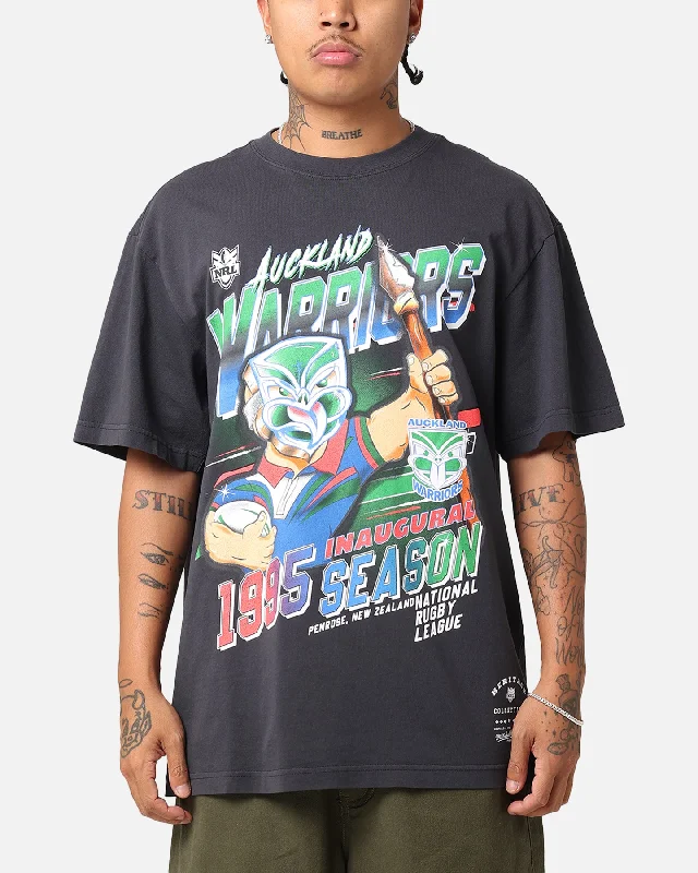 Mitchell & Ness Auckland Warriors 1995 Season T-Shirt Faded Black-- Zippered Buttoned Snapped