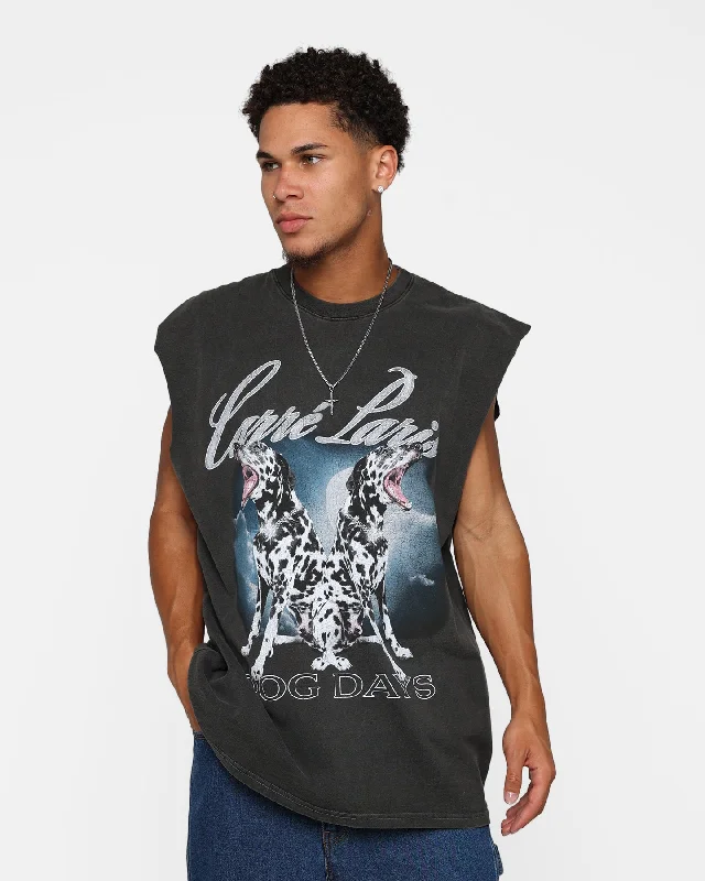 Carre Dog Days Muscle T-Shirt Black Wash-- Handmade Hand-knitted Hand-woven