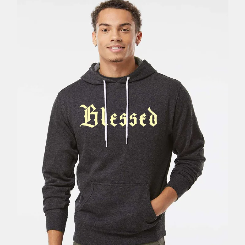 Blessed charcoal hoodie Hoodie with Hem Embroidery Detailed Premium