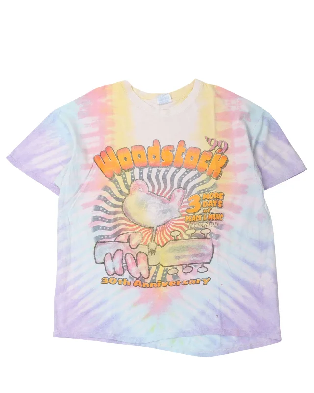 Woodstock 1999 Tie Dye T-Shirt-- Satin Blend Silk Blend Wool Blend