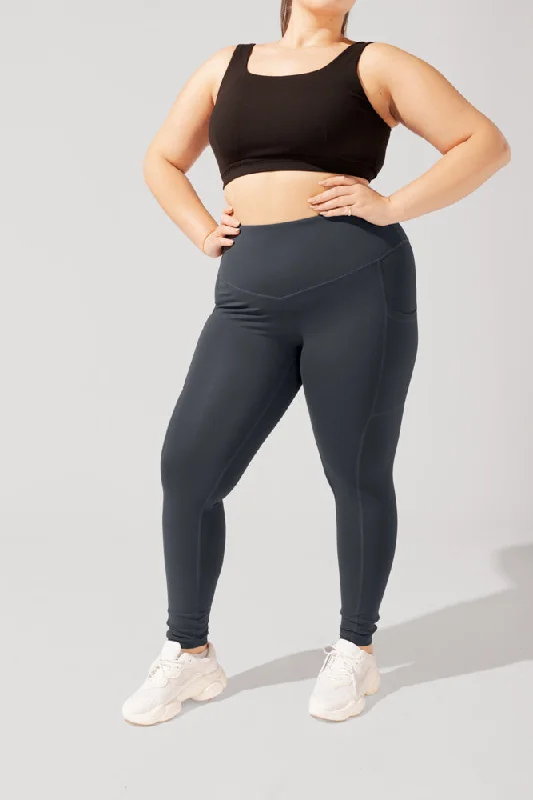 POPFLEX® Supersculpt™ Leggings with Pockets - Smoky Grey Trendy Faux Suede Leggings