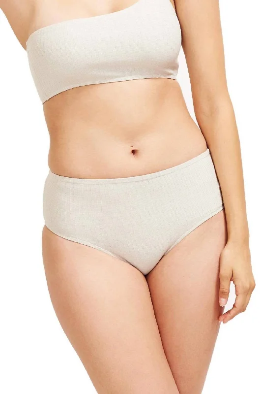 Serena Mid-Rise Bikini Bottom In Platinum Texture Fabric Sexy two-piece, Trendy, Comfortable, Vibrant