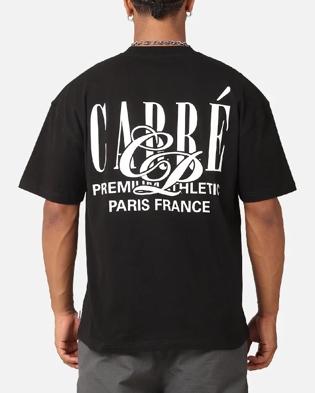 Carre Top Team T-Shirt Black-- Notch Collar Peter Pan Collar Cowl Neck