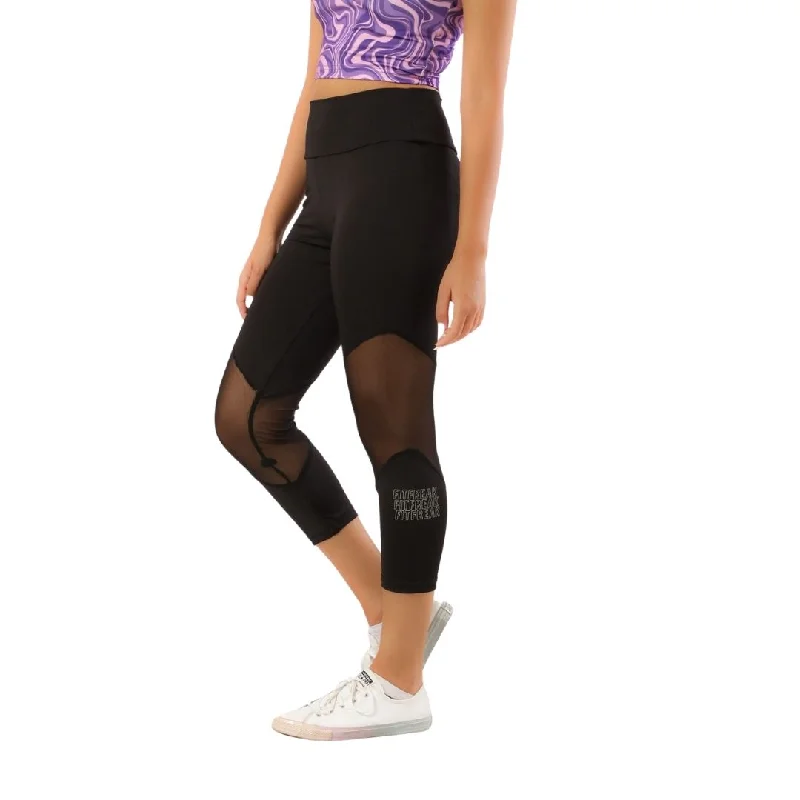High Waisted Capri Mesh Leggings Comfortable Fleece-Lined Leggings