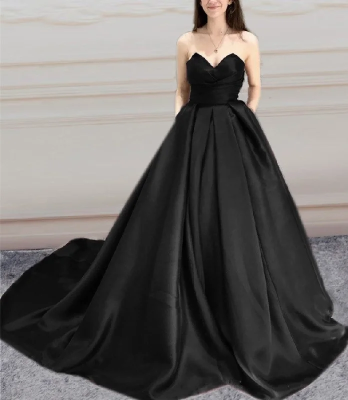 Stunning Strapless Ball Gown Dresses With Pockets Square Neckline Feminine
