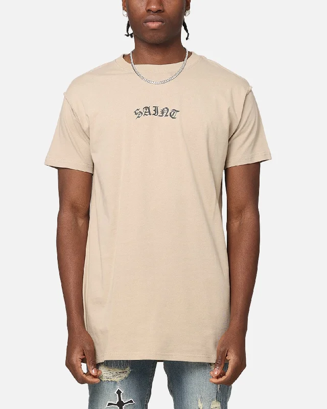 Saint Morta Dead Lafayette T-Shirt Tan-- Solid Print Embellished