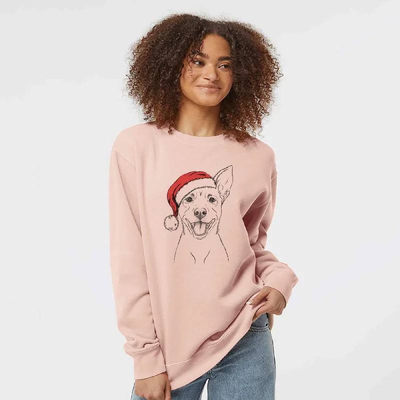 Santa Orange the Carolina Dog - Unisex Pigment Dyed Crew Sweatshirt Hoodie with Reflective Safety Nightwear