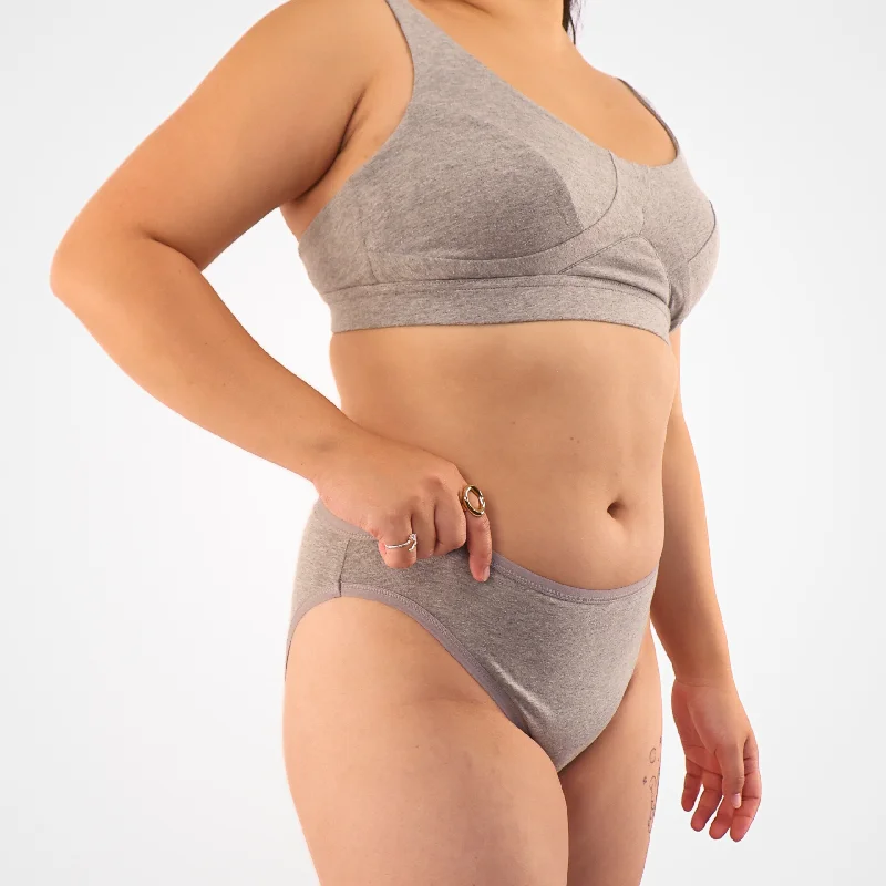 Women's organic cotton mid-rise bikini bottoms in light grey Two-tone bikini set, Bold, Stylish, Trendy
