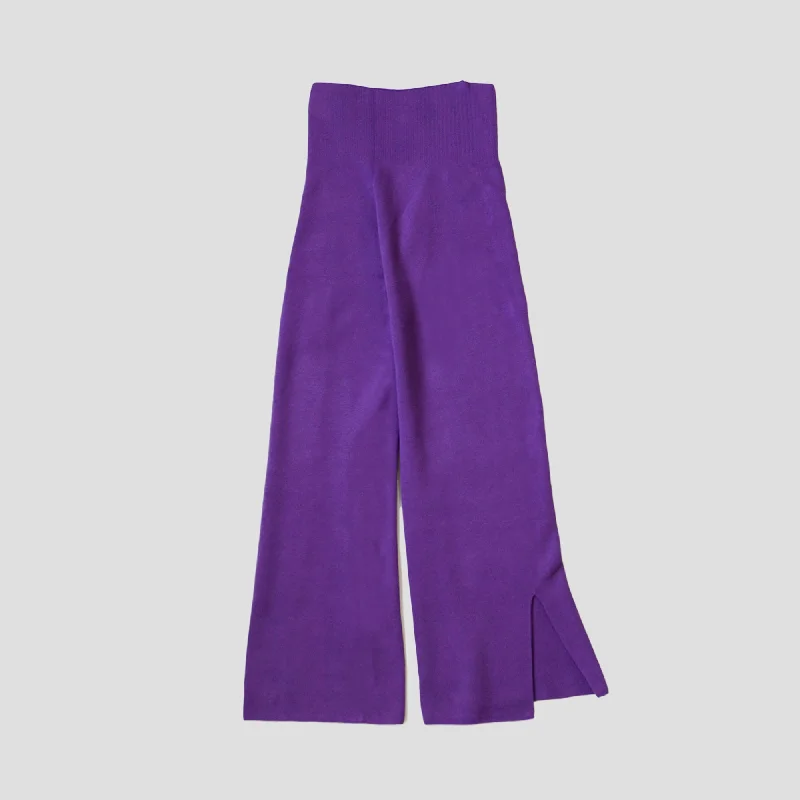 7G COTTON FLARE LEGGINGS - PURPLE Fashionable Leather-Look Leggings