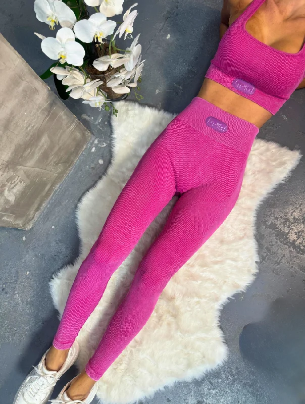 FLEXI RIB SCRUNCH LEGGINGS - CANDY Cozy Yoga Compression Leggings
